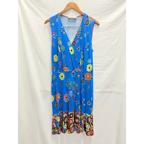 Emilio Pucci Blue Surplice Floral Print Dress Costal Beach Resort Vacation US 10 - Picture 3 of 12